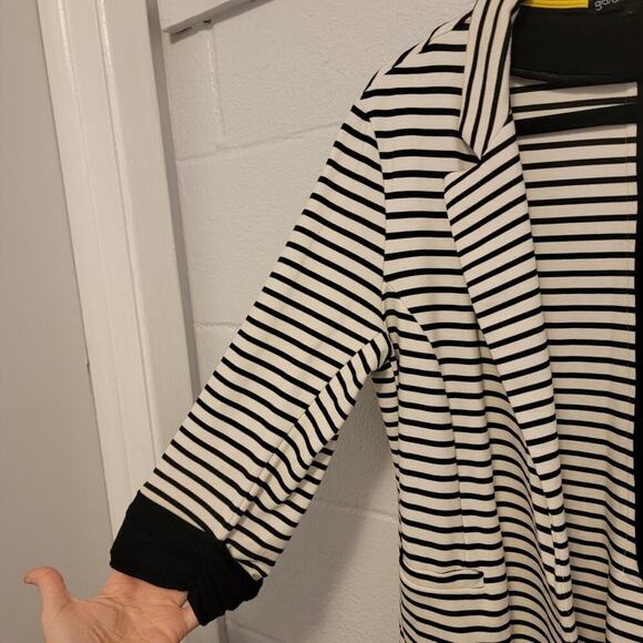 Gibson Striped Jacket Nautical Preppy Black and White 3/4 Sleeve Medium 955 - Picture 11 of 16